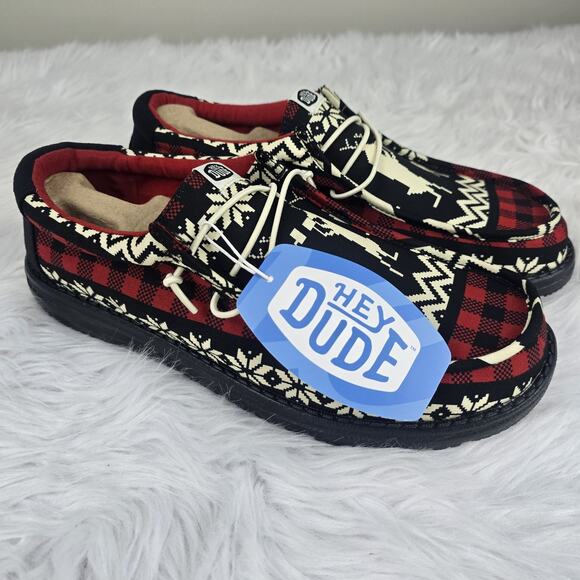 Hey Dude Wally Holiday Cheers Men\'s Size 11 Black Red Shoes Christmas Dudes main image 7